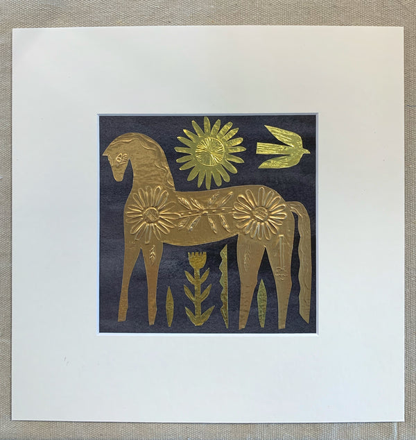 Gold Horse Watercolor Wash