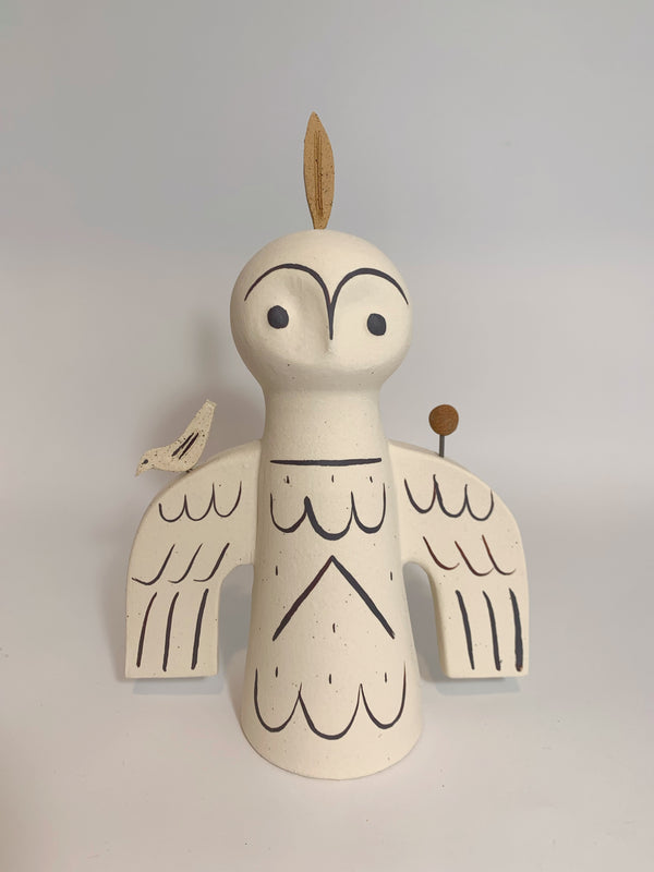 Stoneware and iron oxide Owl Protector