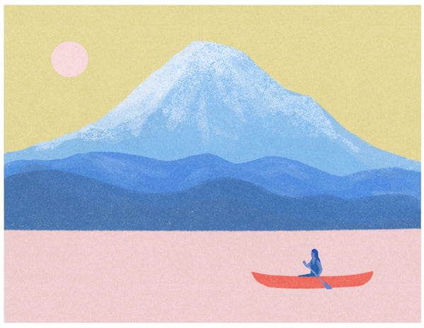 Canoe & Mountain-  Art Print