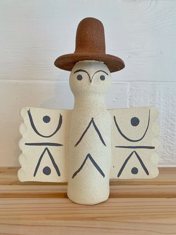 White Owl Protector with dark brown hat #6