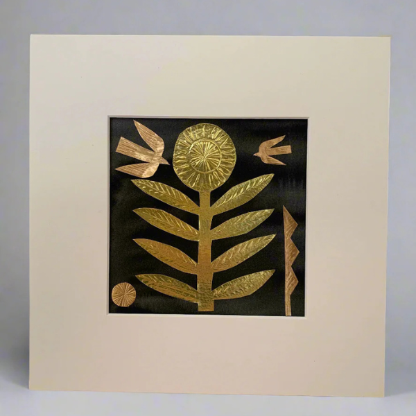 Gold Flower Black Wash Background