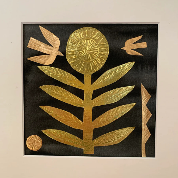 Gold Flower Black Wash Background