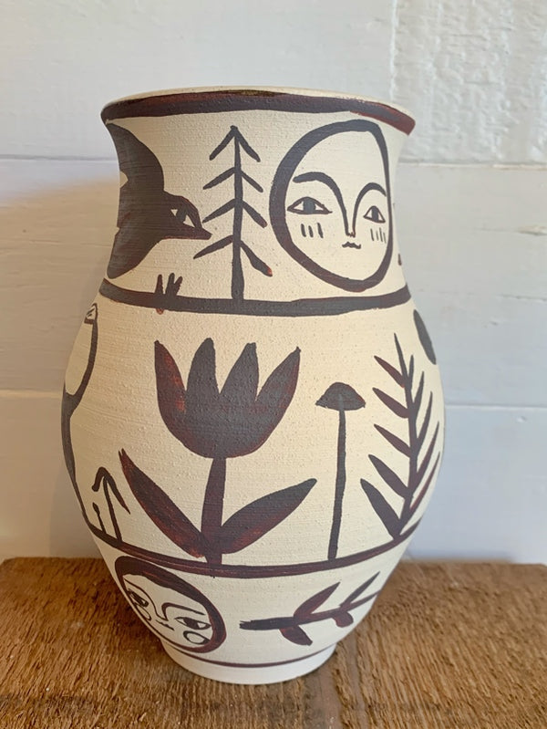 white stoneware nature vase