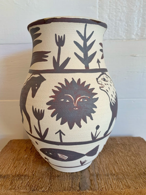 white stoneware nature vase