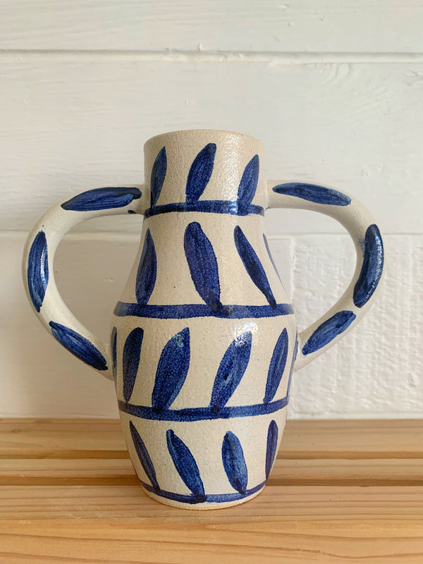 Small cobalt leaves vase