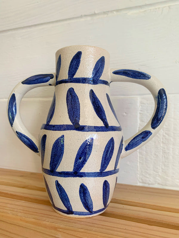 Small cobalt leaves vase