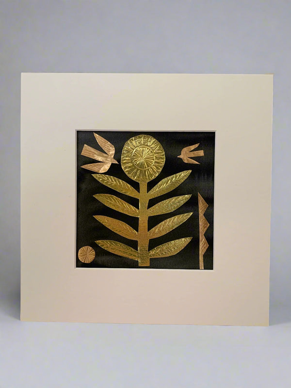 Gold Flower Black Wash Background