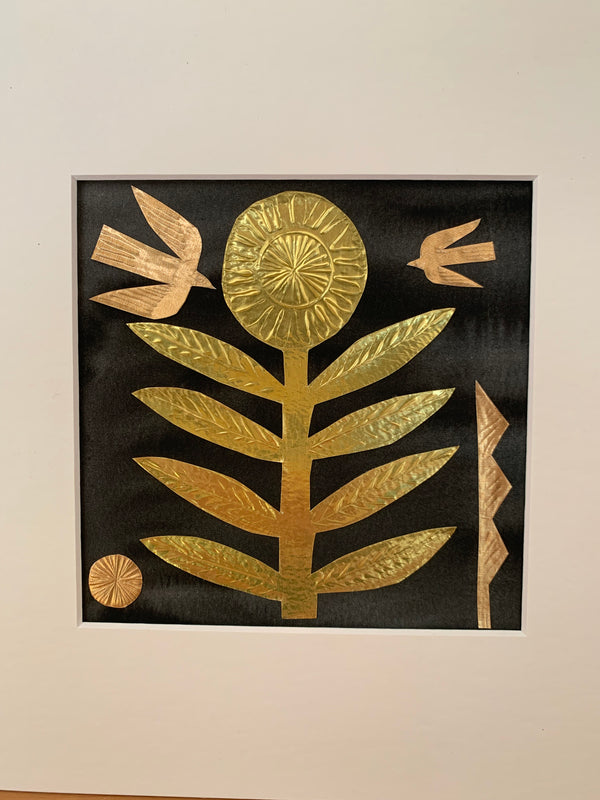 Gold Flower Black Wash Background