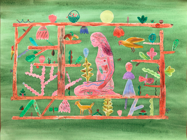 Mossy green and pale moon giclee print